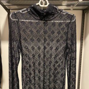 Free People Sheer Black Turtleneck